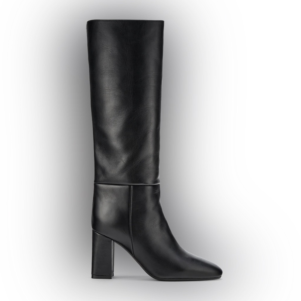 Inez Paloma Black Knee-High Leather Boots - Extended Calf NWT